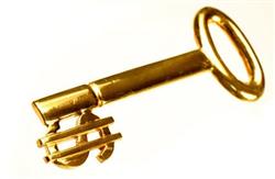 Golden key with a dollar sign image